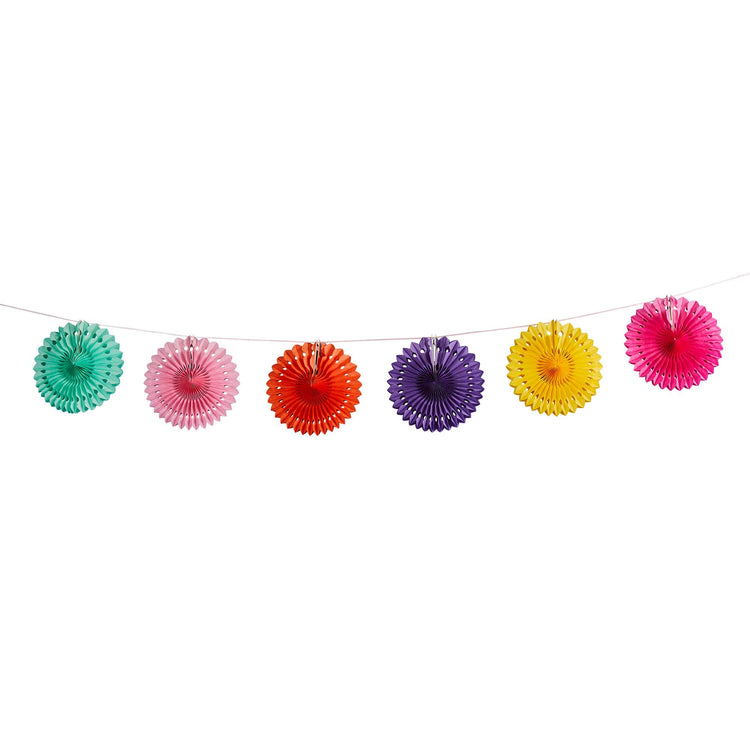 Happy Diwali Colourful Paper Fan Garland 2m