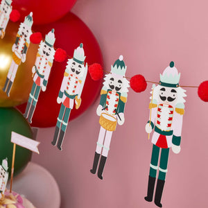 Holly Jolly Christmas Nutcracker Pom Pom Card Garland 2m