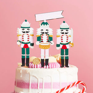 Holly Jolly Christmas Nutcracker Paper Cake Topper Set