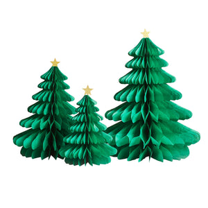 Holly Jolly Christmas Green Honeycomb Christmas Trees