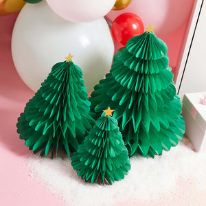 Holly Jolly Christmas Green Honeycomb Christmas Trees