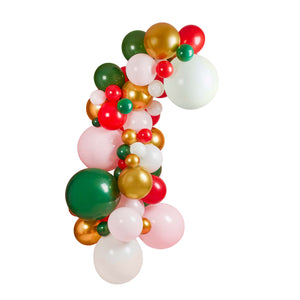 Holly Jolly Christmas Pink Red Green & Gold Balloon Arch Kit