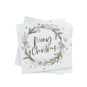 Holly Jolly Christmas Wreath Merry Christmas Lunch Napkins
