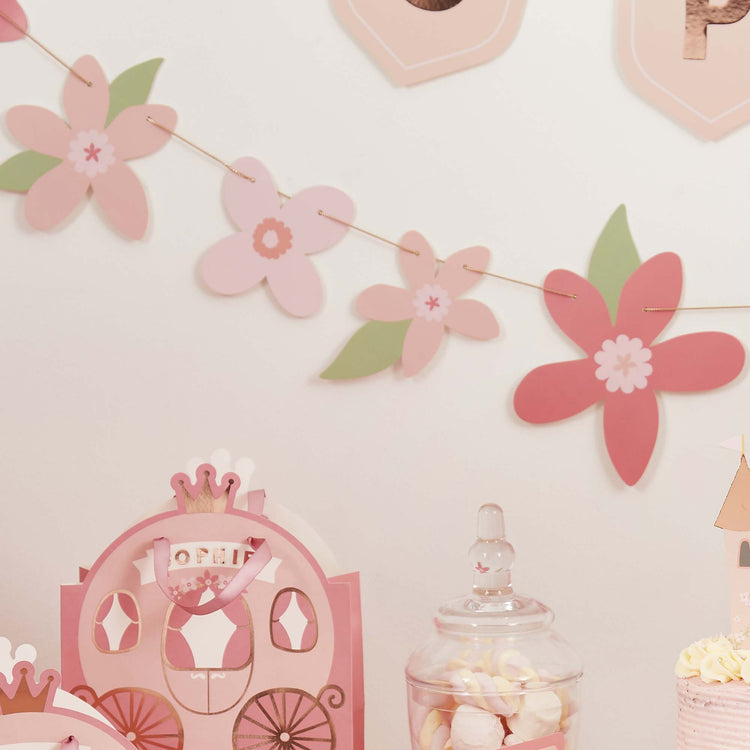 Little Princess Pink Flower Card Garland 2m