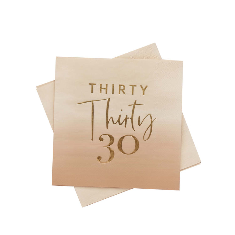 Milestone Birthday Gold Foiled Thirty Lunch Napkins