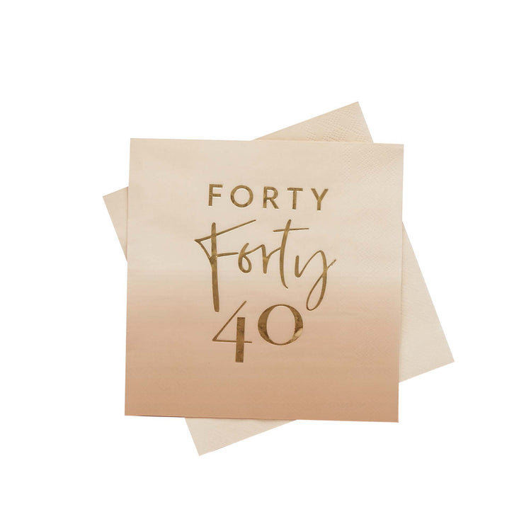 Milestone Birthday Gold Foiled Forty Lunch Napkins
