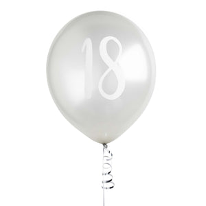 Metallic Mix Up Silver Number 18 Latex 30cm Balloons