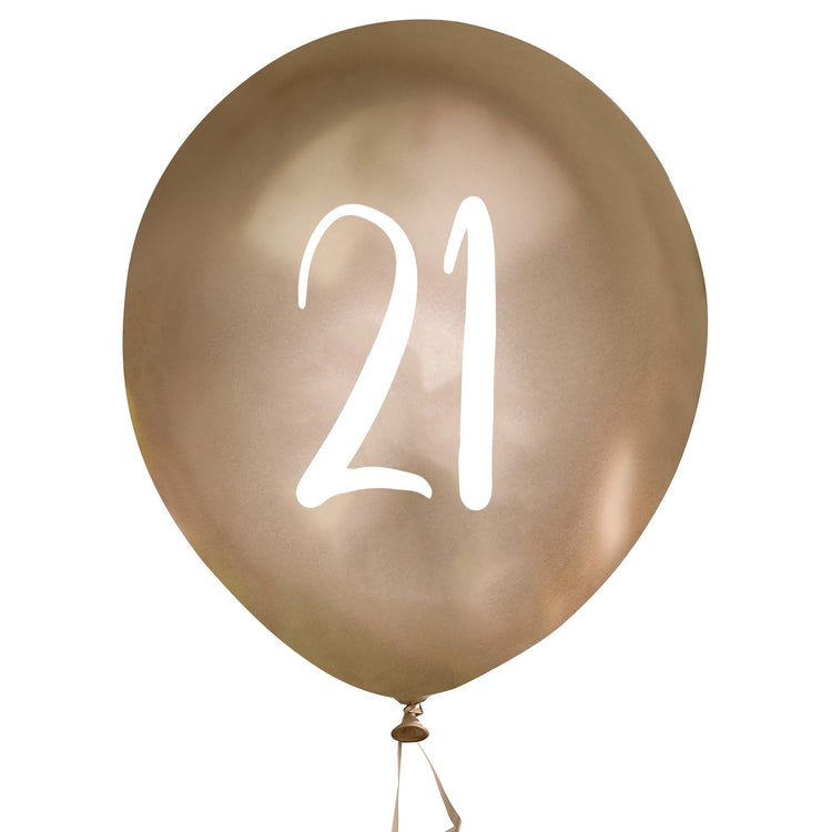 Metallic Mix Up Gold Number 21 Latex 30cm Balloons