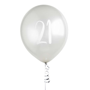 Metallic Mix Up Silver Number 21 Latex 30cm Balloons