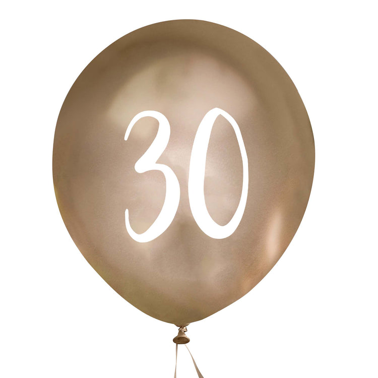 Metallic Mix Up Gold Number 30 Latex 30cm Balloons