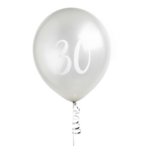 Metallic Mix Up Silver Number 30 Latex 30cm Balloons