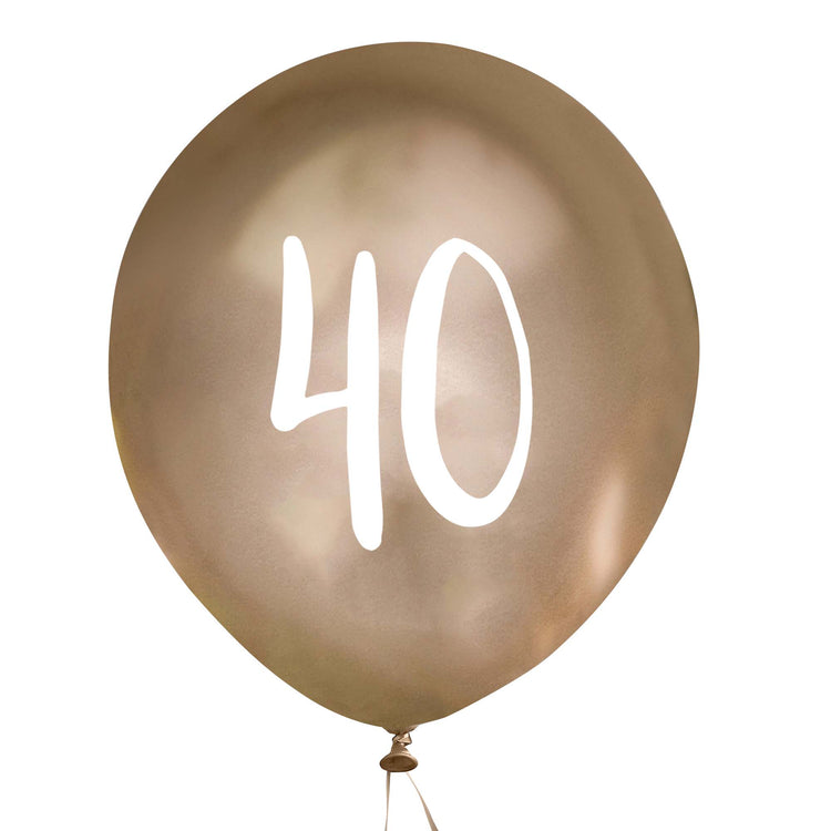 Metallic Mix Up Gold Number 40 Latex 30cm Balloons