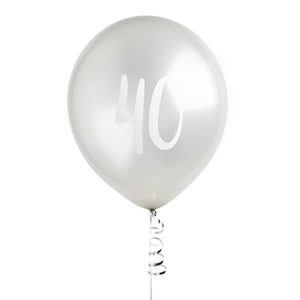 Metallic Mix Up Silver Number 40 Latex 30cm Balloons
