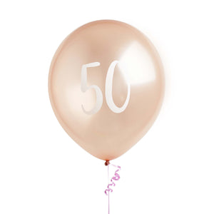 Metallic Mix Up Rose Gold Number 50 Latex 30cm Balloons