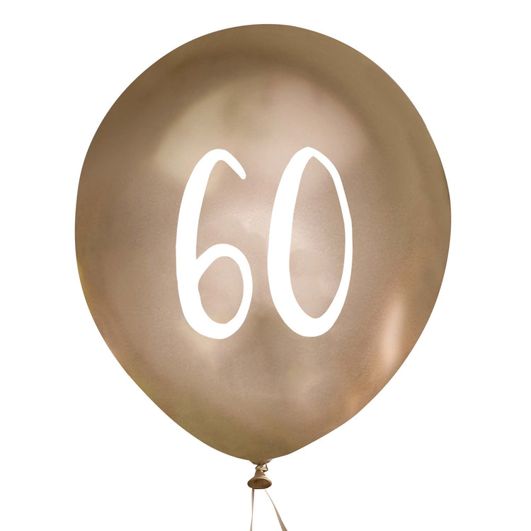 Metallic Mix Up Gold Number 60 Latex 30cm Balloons