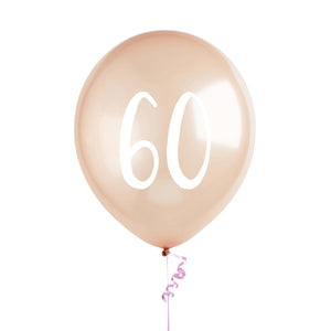 Metallic Mix Up Rose Gold Number 60 Latex 30cm Balloons