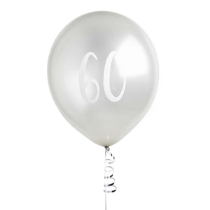 Metallic Mix Up Silver Number 60 Latex 30cm Balloons