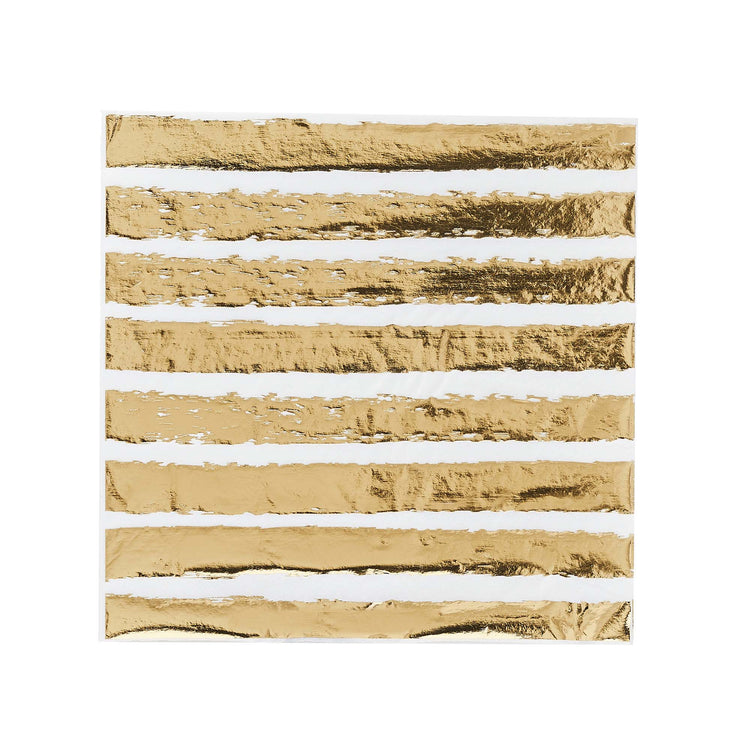 Metallic Mix Up Gold Striped Lunch Napkins
