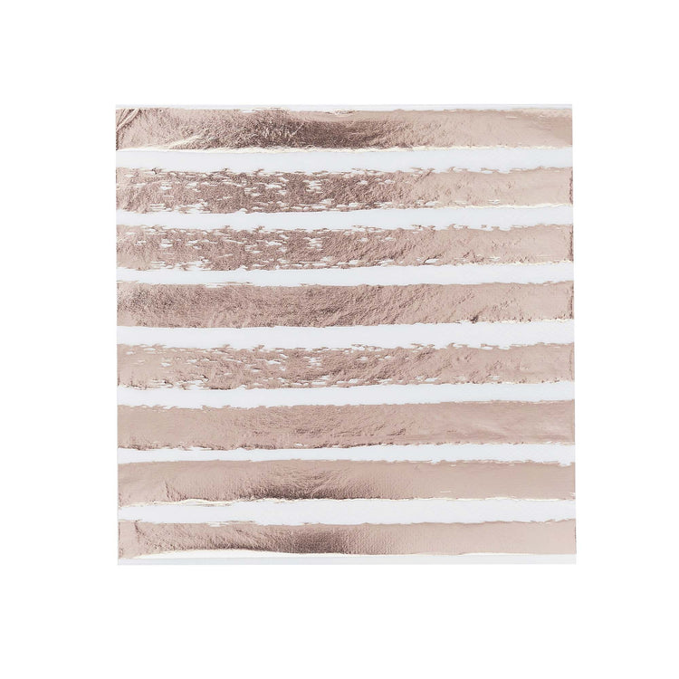 Metallic Mix Up Rose Gold Striped Lunch Napkins