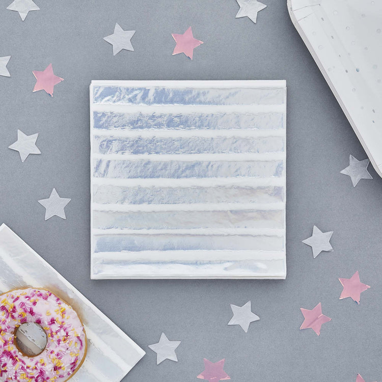Metallic Mix Up Iridescent Striped Lunch Napkins