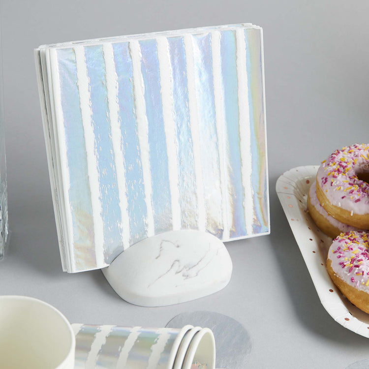 Metallic Mix Up Iridescent Striped Lunch Napkins