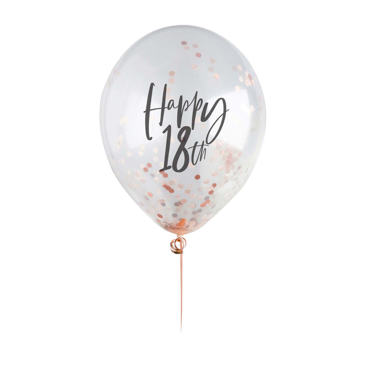 Metallic Mix Up Rose Gold Happy 18th Confetti 30cm Latex Balloons