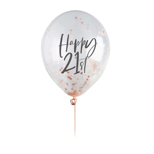 Metallic Mix Up Rose Gold Happy 21st Confetti 30cm Latex Balloons