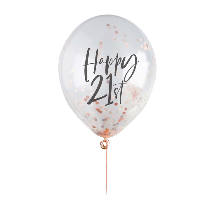 Metallic Mix Up Rose Gold Happy 21st Confetti 30cm Latex Balloons