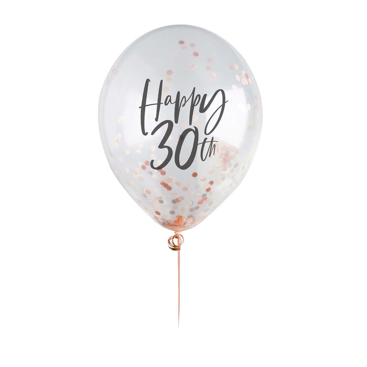 Metallic Mix Up Rose Gold Happy 30th Confetti 30cm Latex Balloons