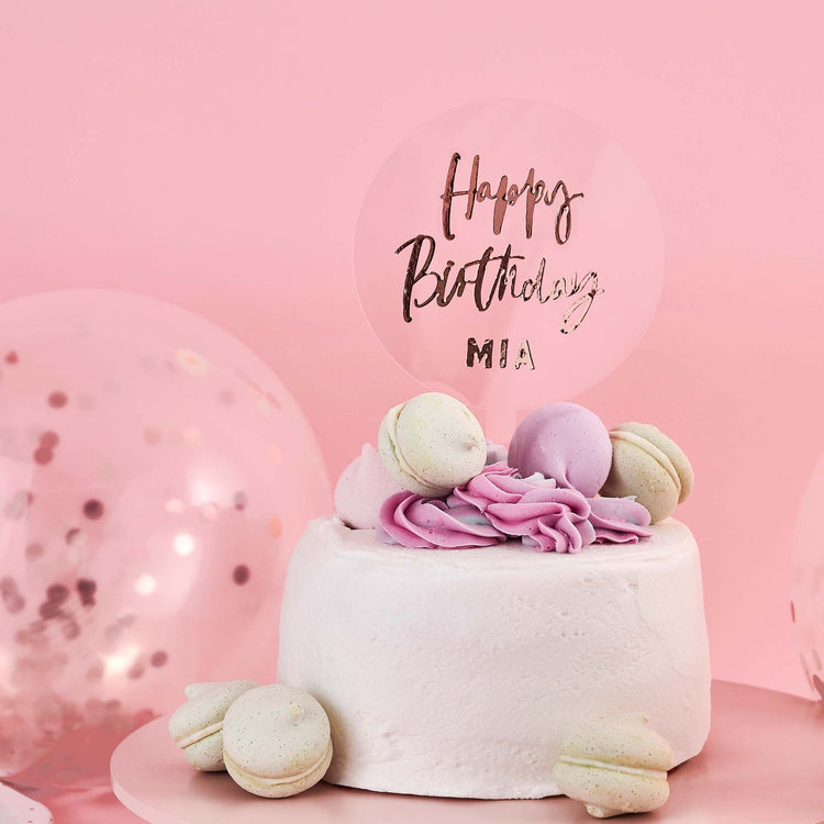 Metallic Mix Up Rose Gold Customisable Acrylic Cake Topper