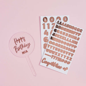 Metallic Mix Up Rose Gold Customisable Acrylic Cake Topper