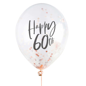 Metallic Mix Up Rose Gold Happy 60th Confetti 30cm Latex Balloons