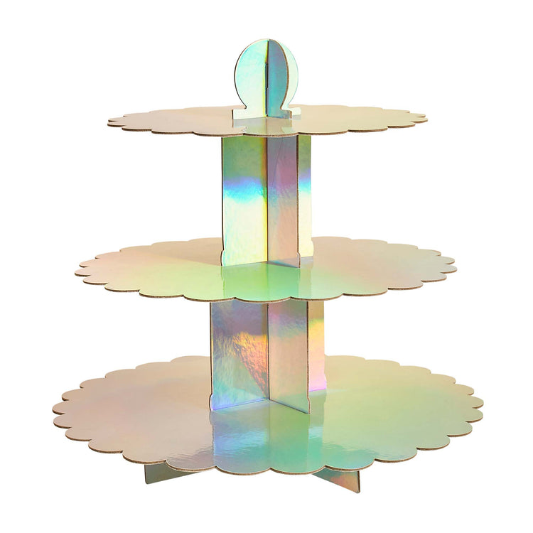 Metallic Mix Up Iridescent 3 Tier Scallop Cake Stand