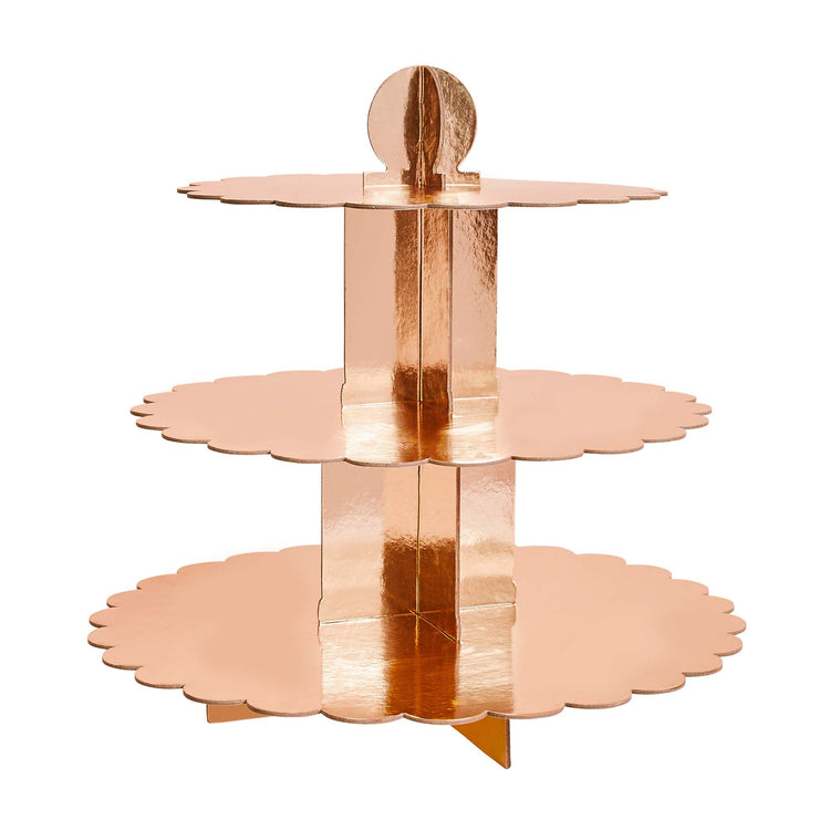 Metallic Mix Up Rose Gold 3 Tier Scallop Cake Stand