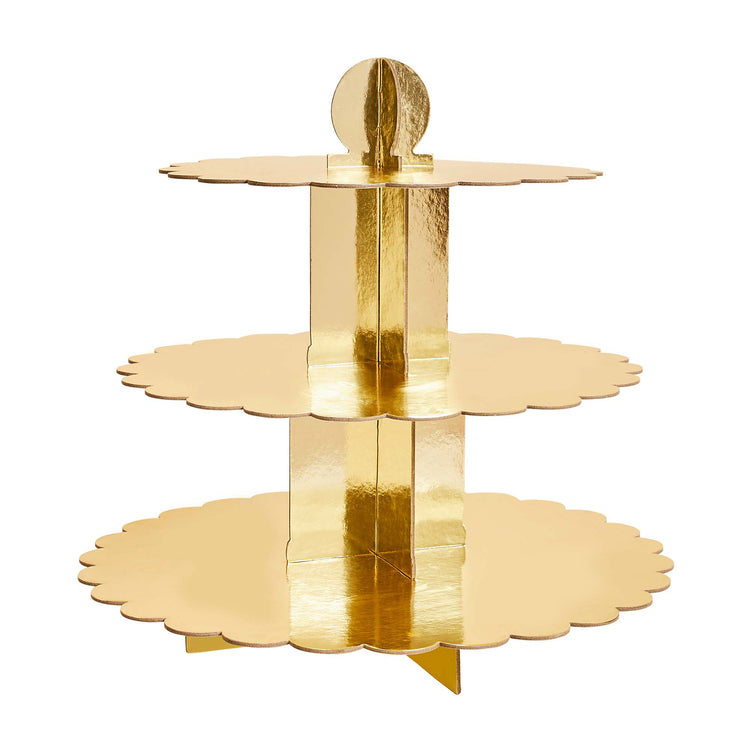 Metallic Mix Up Gold 3 Tier Scallop Cake Stand
