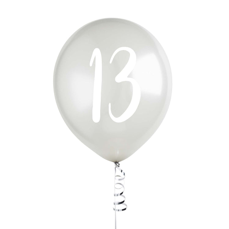 Metallic Mix Up  Silver Number 13 Latex 30cm Balloons