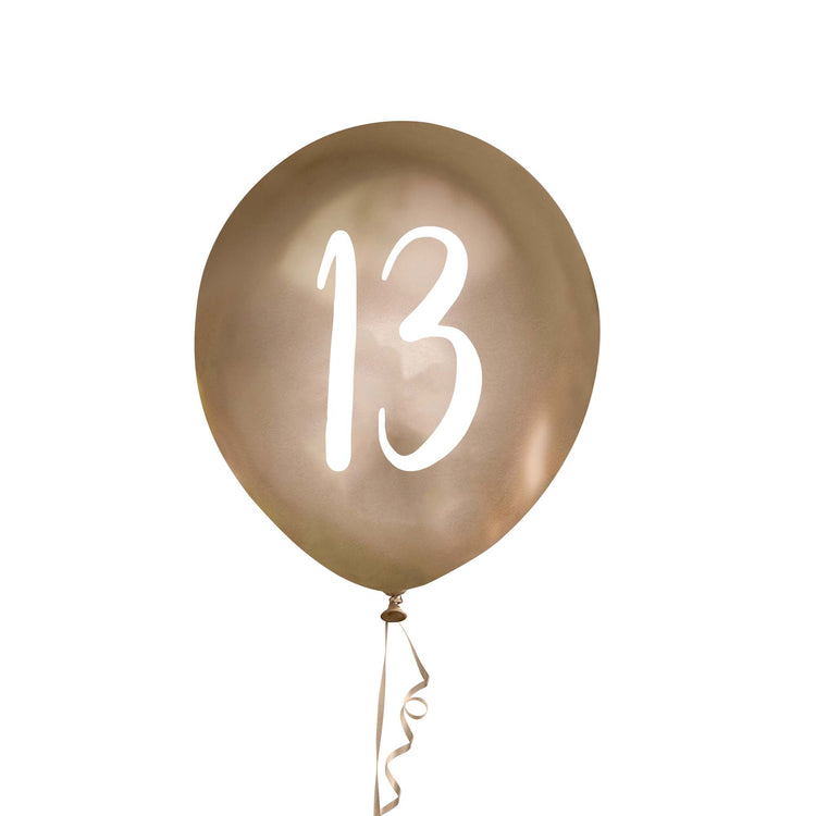 Metallic Mix Up  Gold Number 13 Latex 30cm Balloons