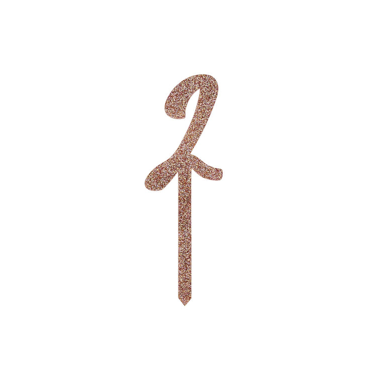 Metallic Mix Up Rose Gold Number 2 Glitter Acrylic Cake Topper