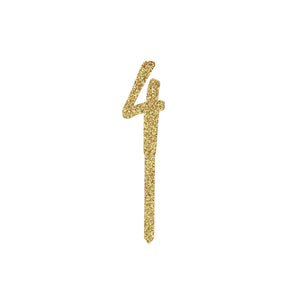 Metallic Mix Up Gold Number 4 Glitter Acrylic Cake Topper