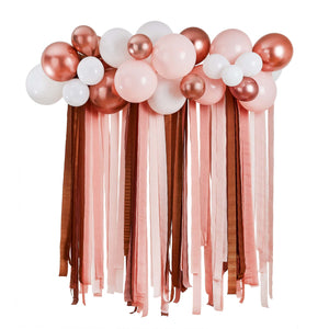 Metallic Mix Up Rose Gold Metallic Balloon & Streamer Backdrop Kit