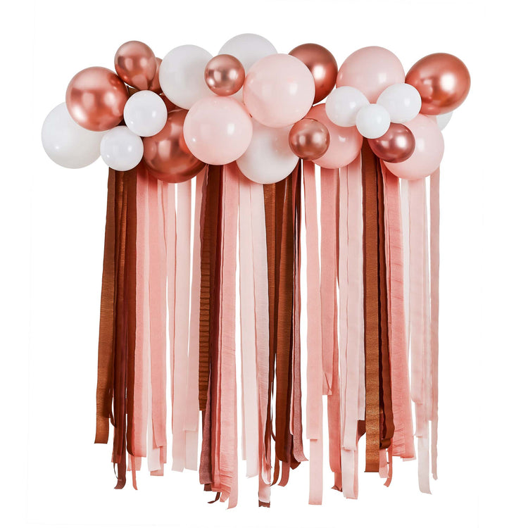 Metallic Mix Up Rose Gold Metallic Balloon & Streamer Backdrop Kit