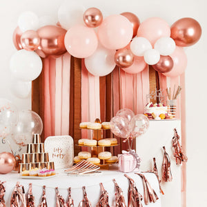 Metallic Mix Up Rose Gold Metallic Balloon & Streamer Backdrop Kit