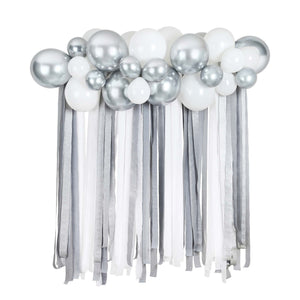 Metallic Mix Up Silver Metallic Balloon & Streamer Backdrop Kit