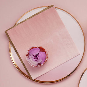 Ombre Metallic Rose Gold & Pink Ombre Lunch Napkins