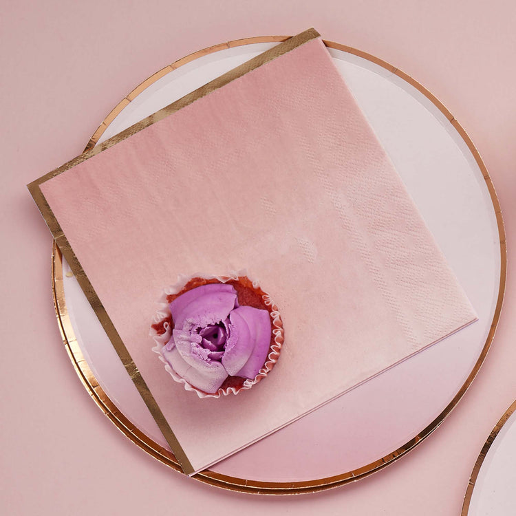 Ombre Metallic Rose Gold & Pink Ombre Lunch Napkins