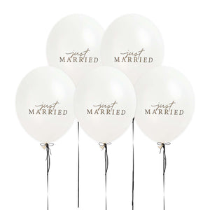 Monochrome Wedding Just Married 30cm Latex Balloons