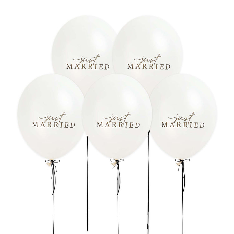 Monochrome Wedding Just Married 30cm Latex Balloons