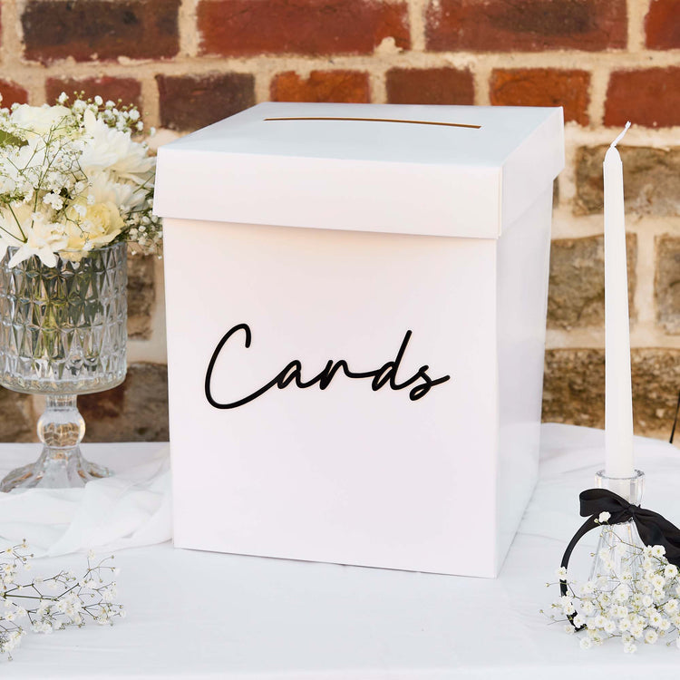 Monochrome Wedding Card Box with Black Cards Acrylic 3D Letters