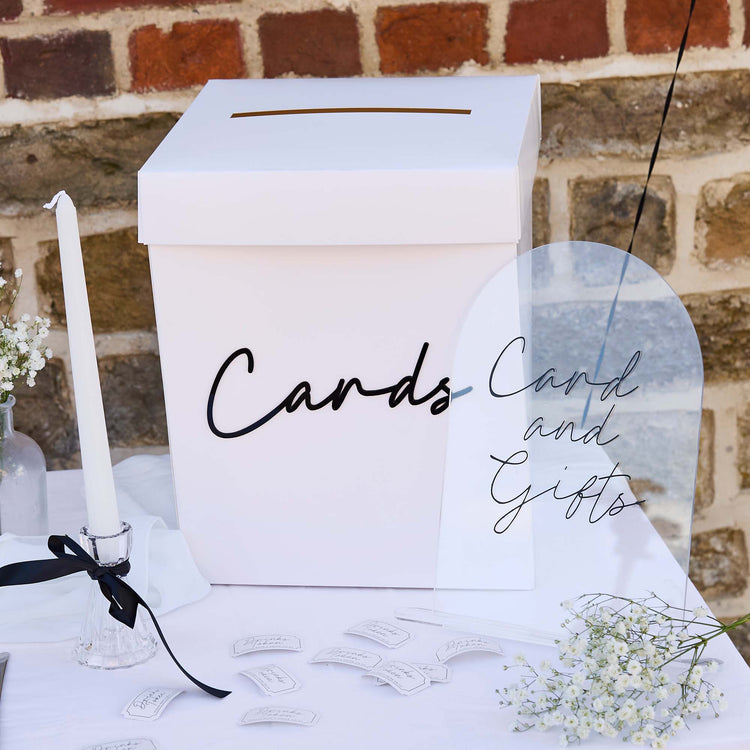 Monochrome Wedding Card Box with Black Cards Acrylic 3D Letters