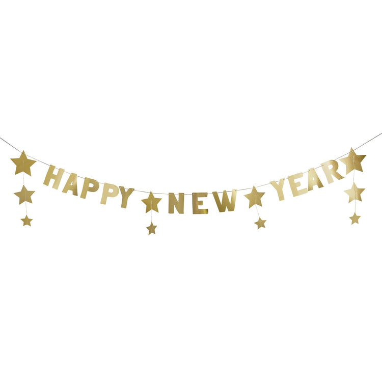 New Years Eve Happy New Year Star Gold Card Banner 2m
